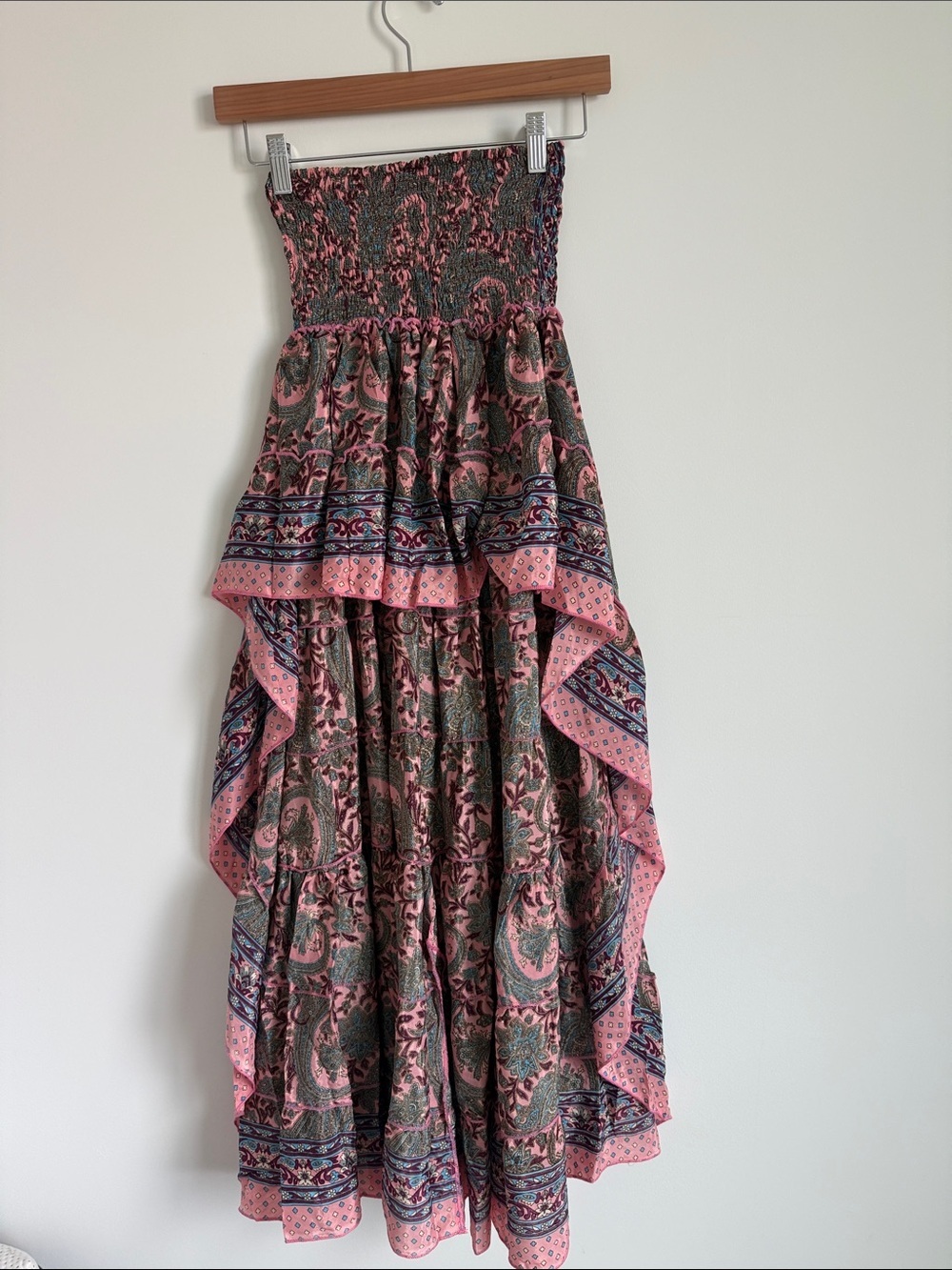 100% silk asymmetrical tiered skirt